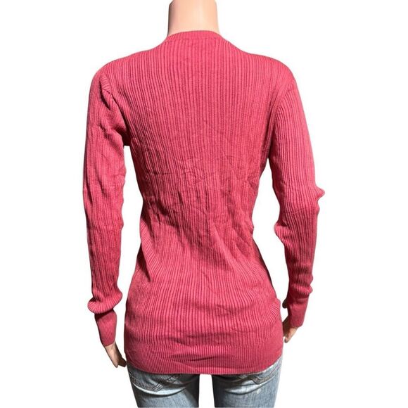 Long sleeve Henley pink knitted top L - Picture 2 of 6